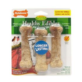 Nylabone Healthy Edibles AllNatural Long Lasting Roast Beef Flavor Chew Treats 3 Count, Roast Beef, 1ea/SMall/Regular