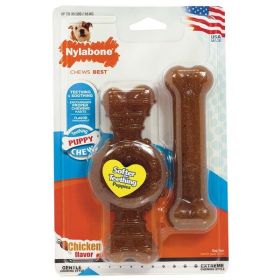 Nylabone Puppy Chew Ring Bone  Toy Twin Pack Chicken, 1ea/Medium/Wolf 2 ct