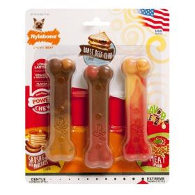 Nylabone Flavor Frenzy Power Chew Triple Pack Pancakes  Sausage, Roast Beef Club,  Lasagna, 1ea/XS/Petite 1 ct