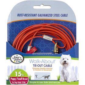Four Paws Medium Weight Dog Tie Out Cable Red 15 Feet
